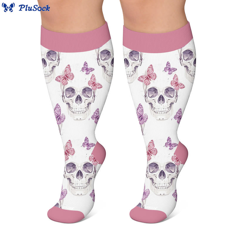 Plus Size Skull Charm Compression Socks - image 2