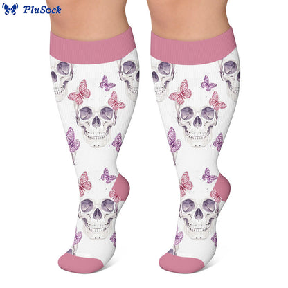 Plus Size Skull Charm Compression Socks - image 2