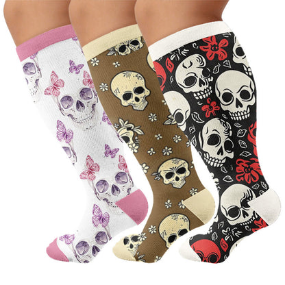 Plus Size Skull Charm Compression Socks - image 1