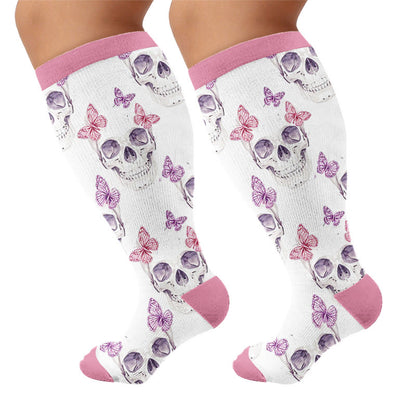 Plus Size Skull Charm Compression Socks - White - 4XL - image 5