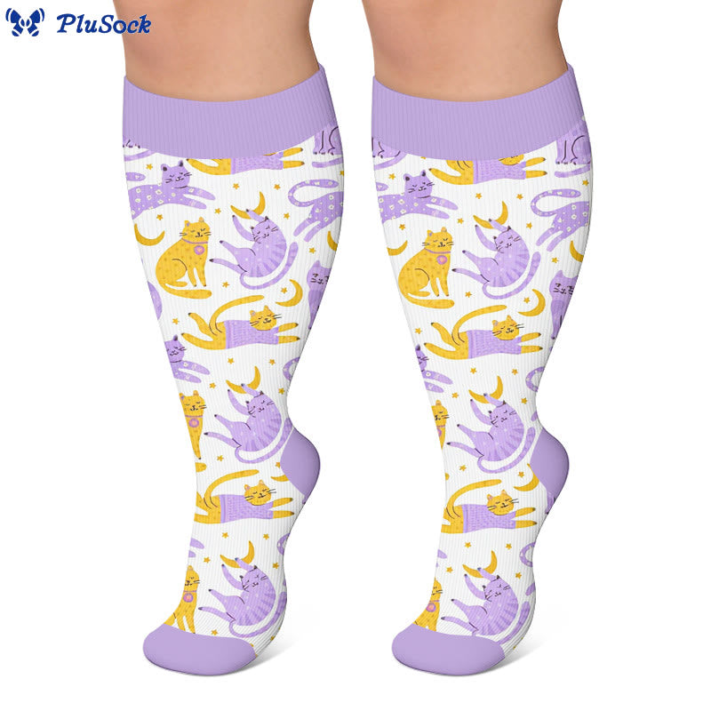 Plus Size Moonlight Cat Compression Socks - image 2