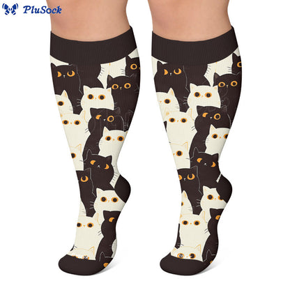 Plus Size Cute Playful Cat Compression Socks - image 3