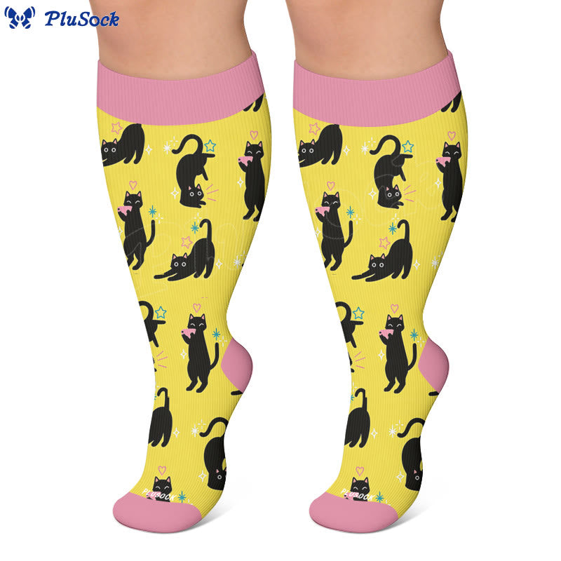 Plus Size Cute Playful Cat Compression Socks - image 4