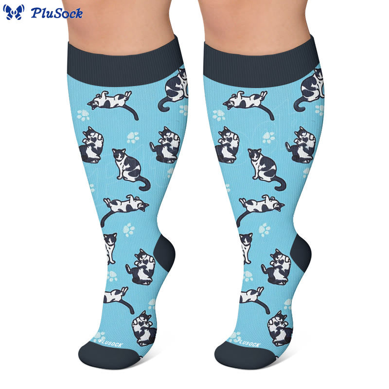 Plus Size Cute Playful Cat Compression Socks - image 2