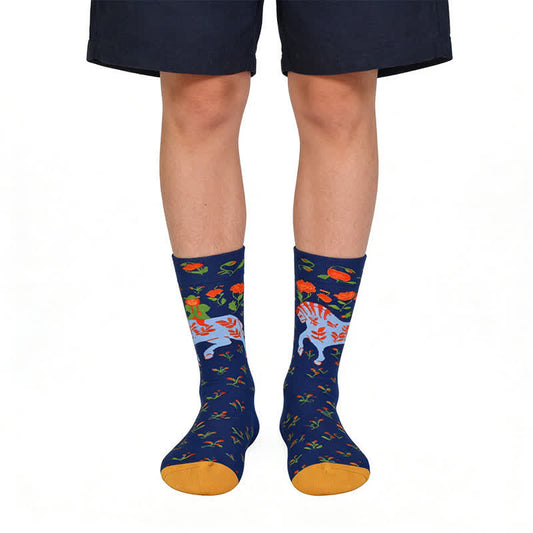 Blue Horse Cotton Quarter Socks - Blue - EU36-43(US3-9) - image 0