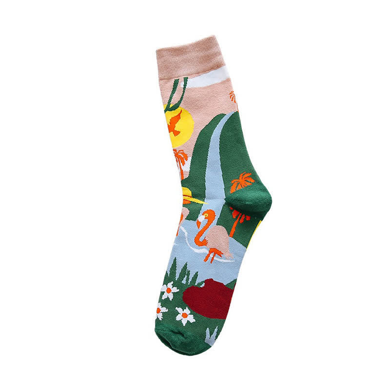 Cartoon Print Quarter Socks(4 Pairs) - image 5