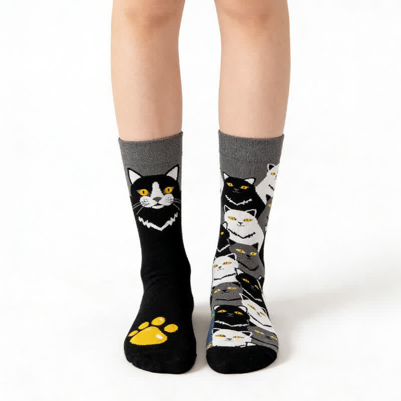Playful Black Cat Quarter Socks - Black - EU36-43(US3-9) - image 0