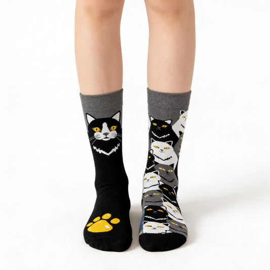 Playful Black Cat Quarter Socks - Black - EU36-43(US3-9) - image 0