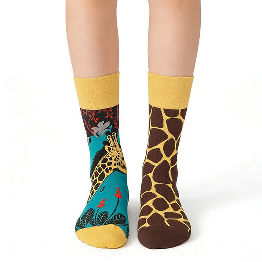 Playful Giraffe Quarter Socks - Brown - EU36-43(US3-9) - image 0