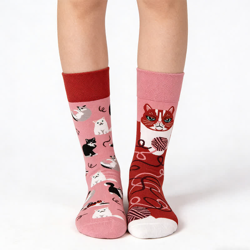 Cute Cat Jacquard Quarter Socks - Pink - EU36-43(US3-9) - image 0