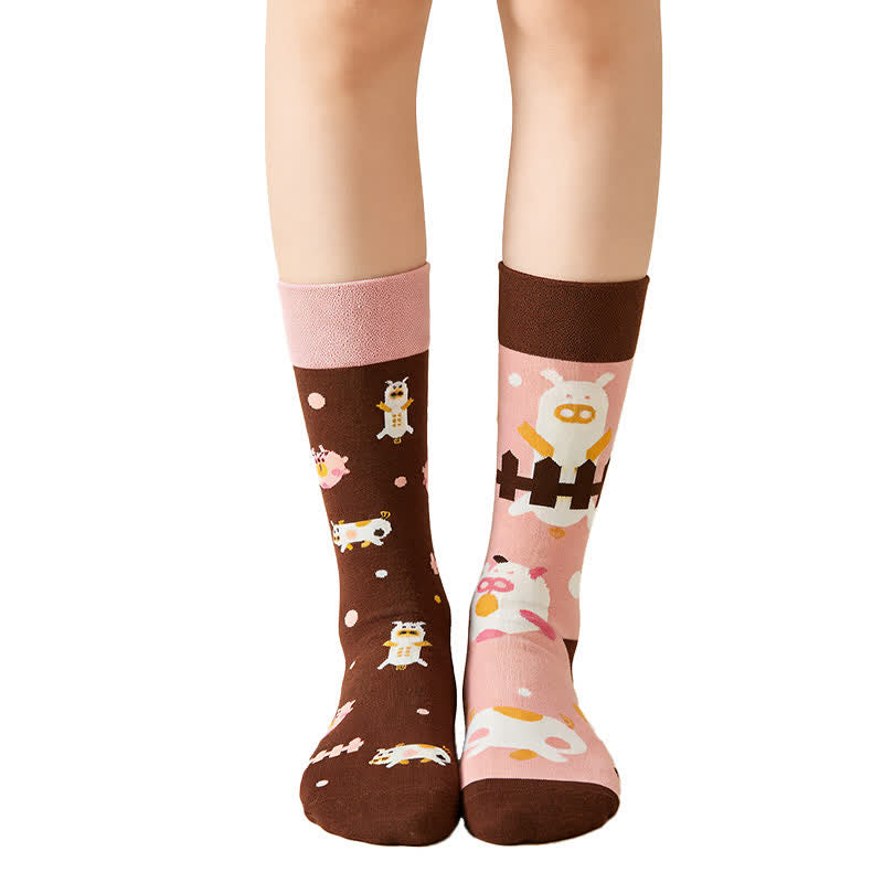 Pink Cartoon Pig Quarter Socks - Pink - EU36-43(US3-9) - image 0