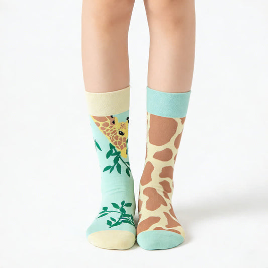 Leaves Giraffe Quarter Socks - Mint - EU36-43(US3-9) - image 0