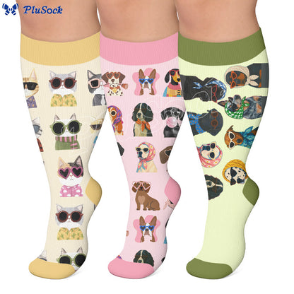 Plus Size Cute Dog Print Compression Socks - image 0
