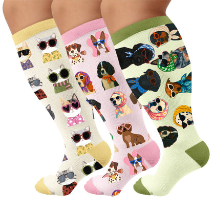 Plus Size Dog Print Compression Socks - image 1