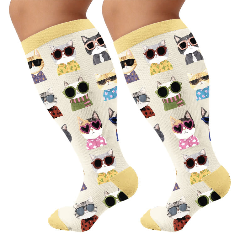 Plus Size Dog Print Compression Socks - Apricot - 4XL - image 5