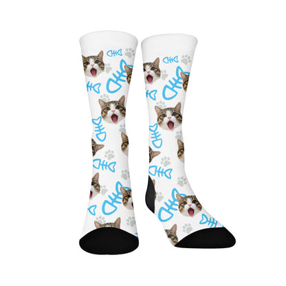 Fish Bone Cat Face Quarter Socks - image 1