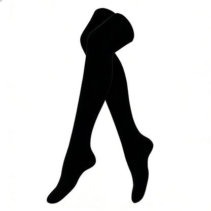Rose Navy Blue Black Thigh High Compression Socks(3 Pairs) - Black - S/M - image 7