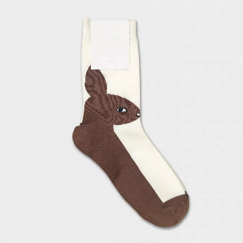 Easter Rabbit Colorblock Quarter Socks(3 Pairs) - Coffee - EU36-40(US3-7) - image 4