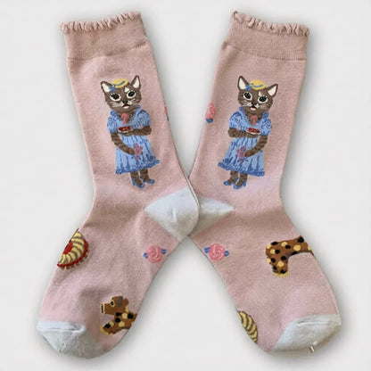Cute Cat Flower Quarter Socks(3 Pairs) - image 4