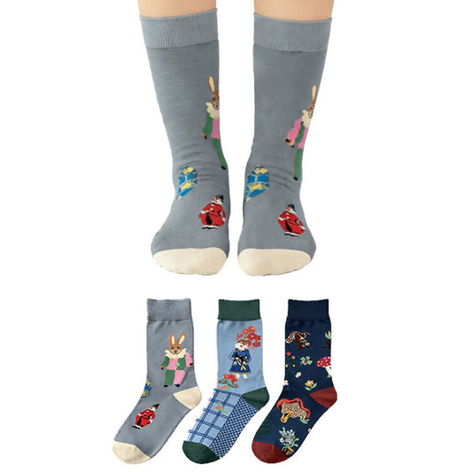 Easter Mushroom Ribbed Quarter Socks (3 Pairs) - Multicolor - EU36-40(US3-7) - image 0