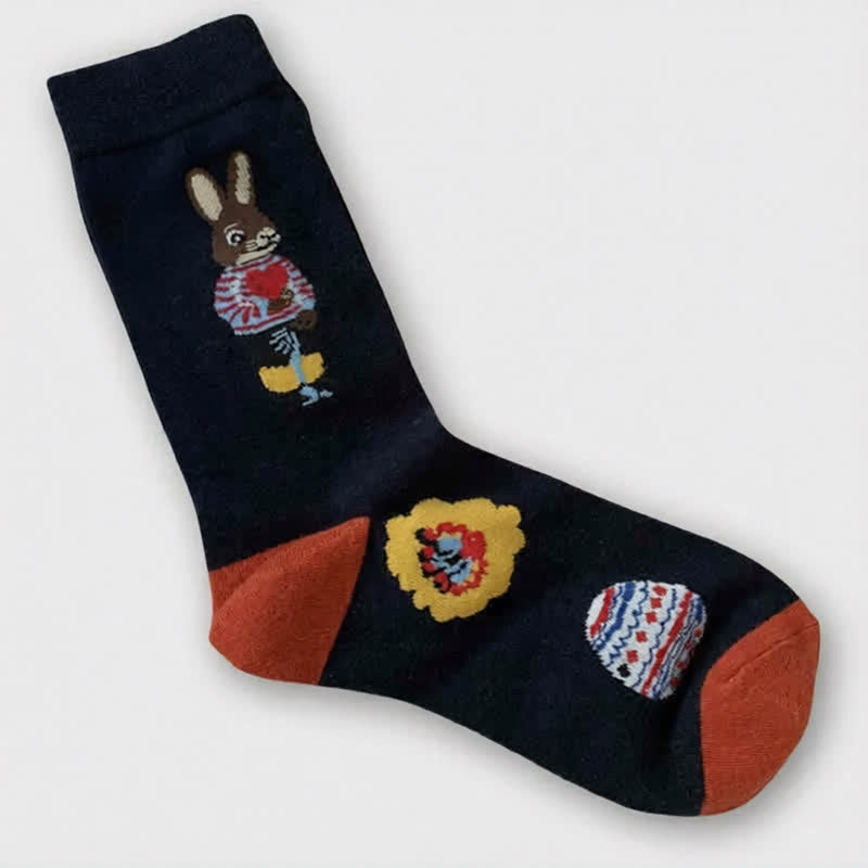 Playful Easter Rabbit Quarter Socks (3 Pairs) - image 4