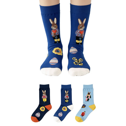 Playful Easter Rabbit Quarter Socks (3 Pairs) - Multicolor - EU36-40(US3-7) - image 0
