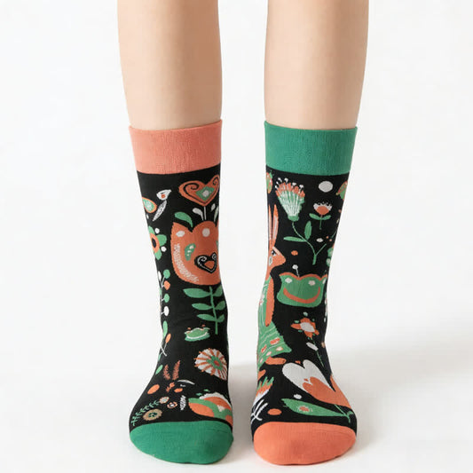 Flower Rabbit Cartoon Quarter Socks - image 0