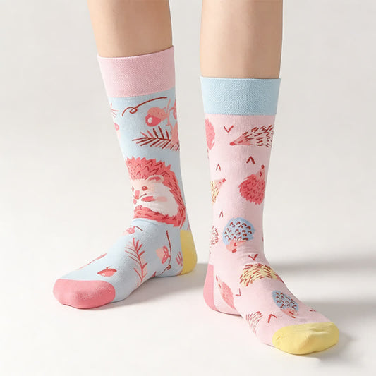 Cute Hedgehog Quarter Socks - Pink - EU36-43(US3-9) - image 0
