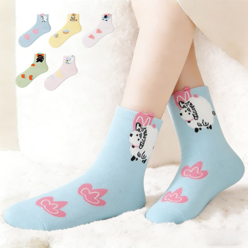 Cute Cartoon Quarter Socks(5 Pairs) - Multicolor - EU36-41(US3-7.5) - image 0