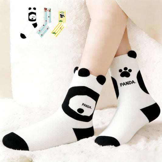 Cute Panda Cartoon Quarter Socks(3 Pairs) - Multicolor - EU36-43(US3-9) - image 0