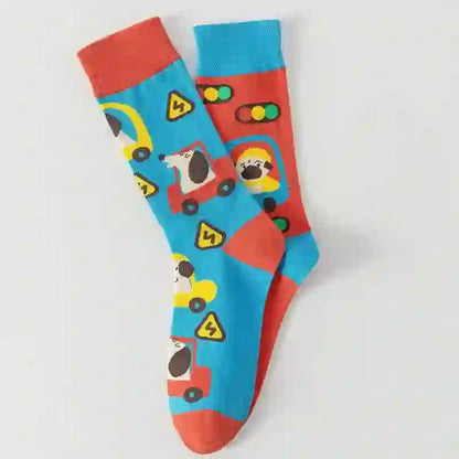 Colorful Cartoon Striped Quarter Socks(5 Pairs) - image 1