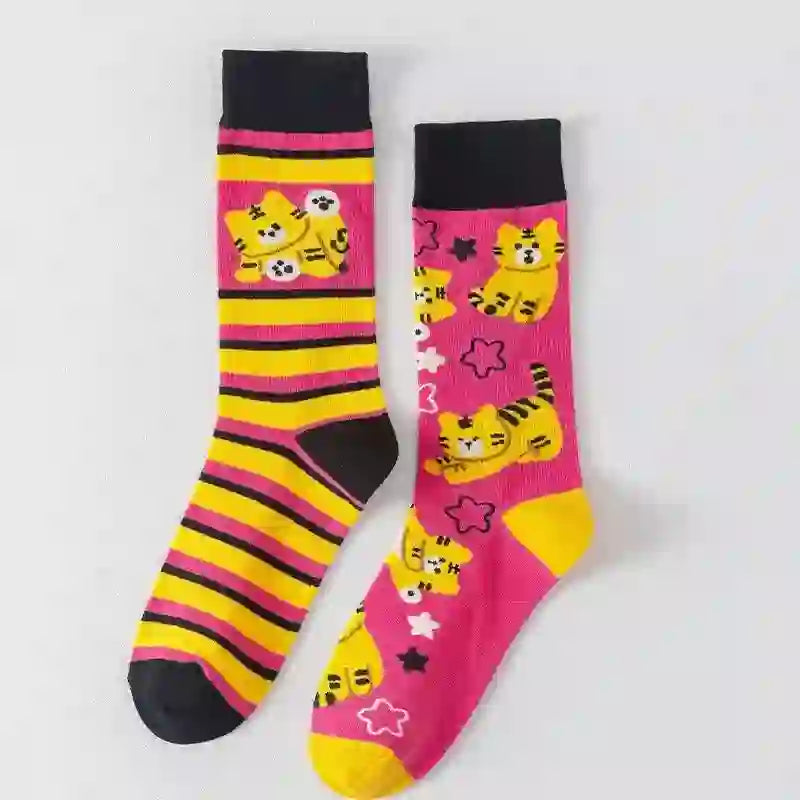 Colorful Cartoon Striped Quarter Socks(5 Pairs) - image 4