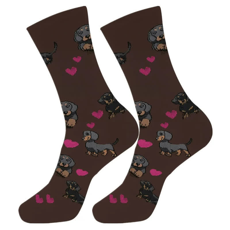 Cute Dog Print Quarter Socks(4 Pairs) - image 3