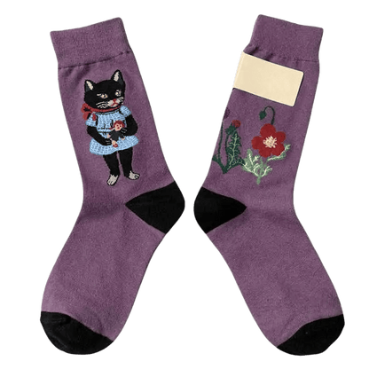 Retro Cartoon Cat Socks(3 Pairs) - image 4