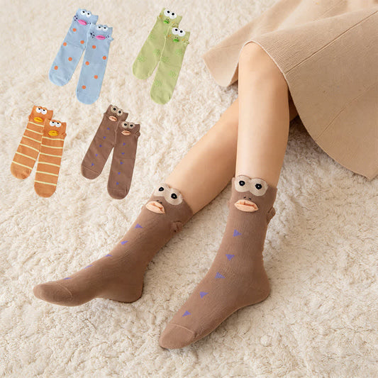 Cute Cartoon Eye Quarter Socks(4 Pairs) - Multicolor - EU36-40(US3-7) - image 0