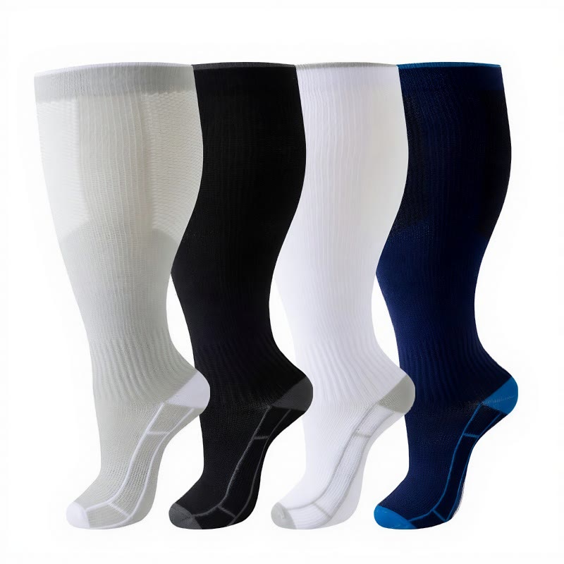 Plus Size Classic Solid Compression Socks(4 Pairs) - image 2