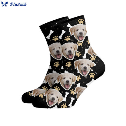 Bone Paw Print Dog Face Custom Socks - image 3