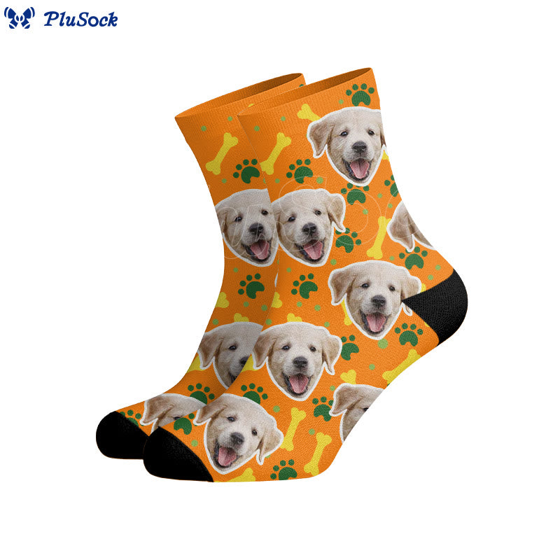 Bone Paw Print Dog Face Custom Socks - image 5