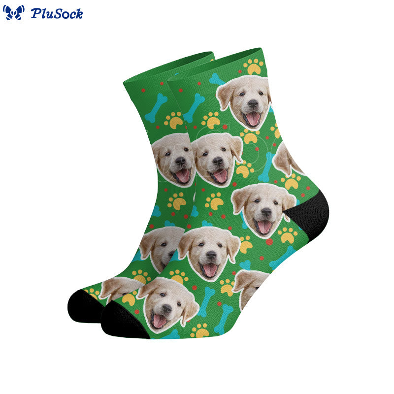 Bone Paw Print Dog Face Custom Socks - image 6