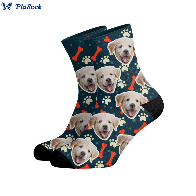 Bone Paw Print Dog Face Custom Socks - image 7