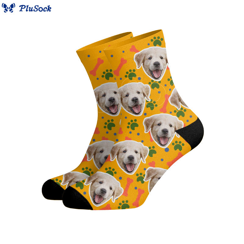 Bone Paw Print Dog Face Custom Socks - image 4