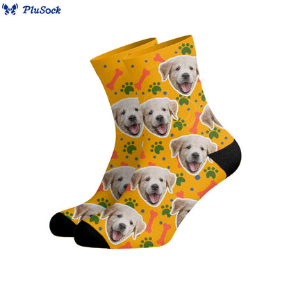 Bone Paw Print Dog Face Custom Socks - image 4