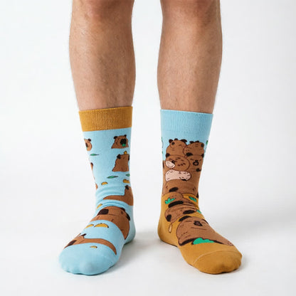 Cute Kapibala Quarter Socks - Orange - EU35-43(US2-9) - image 0
