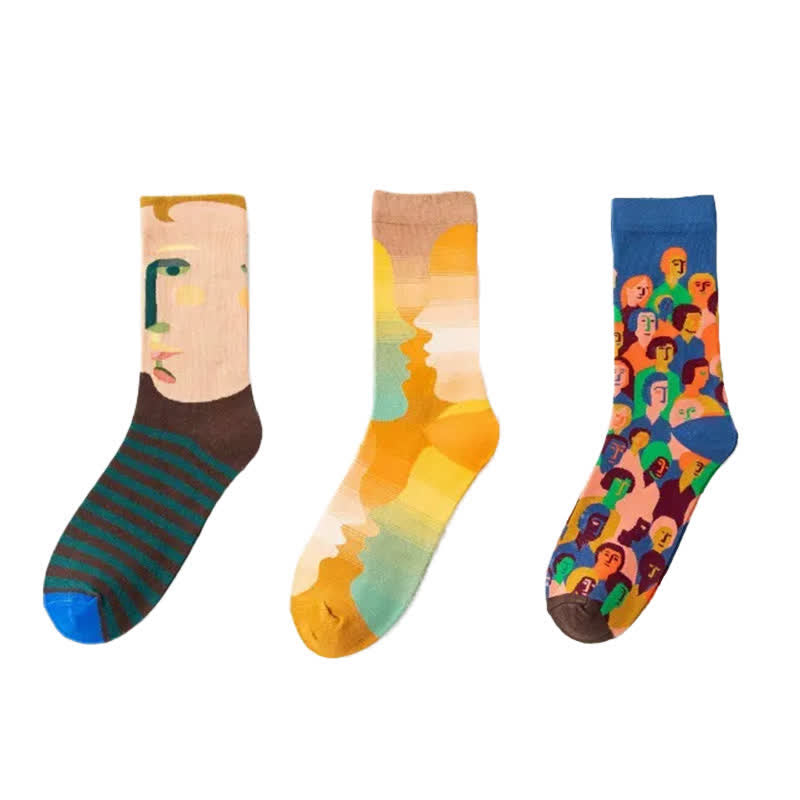 Playful Painting Pattern Quarter Socks(3 Pairs) - image 4