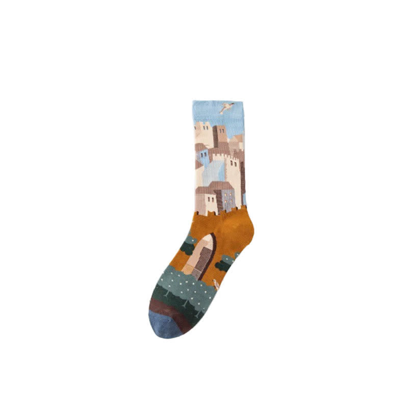 Playful Painting Pattern Quarter Socks(4 Pairs) - image 7