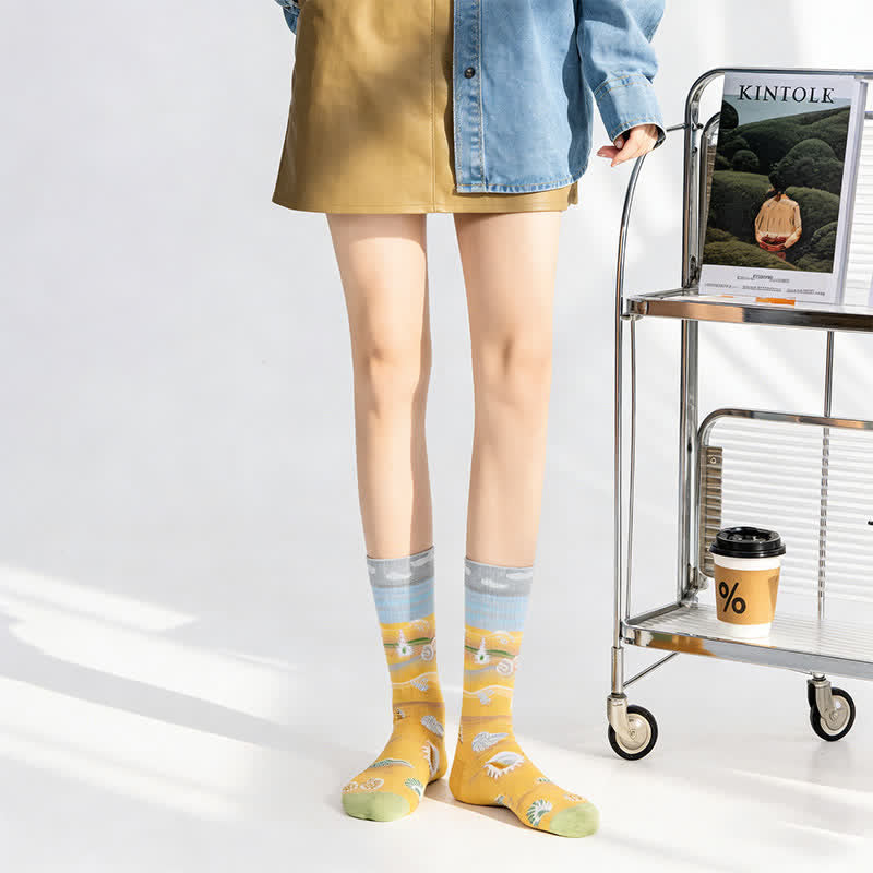Playful Painting Pattern Quarter Socks(4 Pairs) - image 2