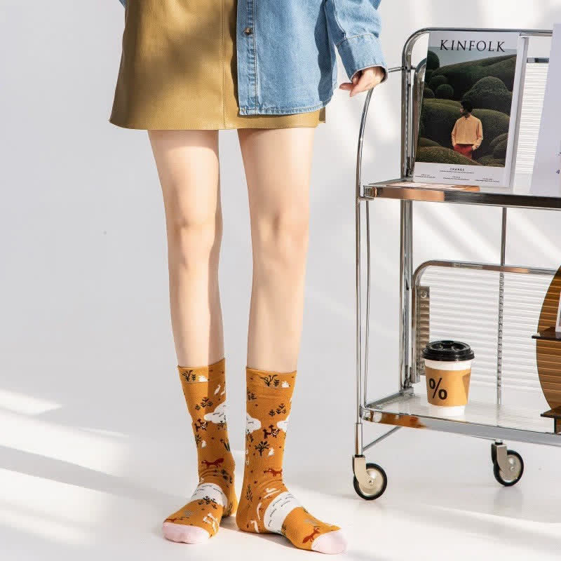 Playful Painting Pattern Quarter Socks(4 Pairs) - image 1