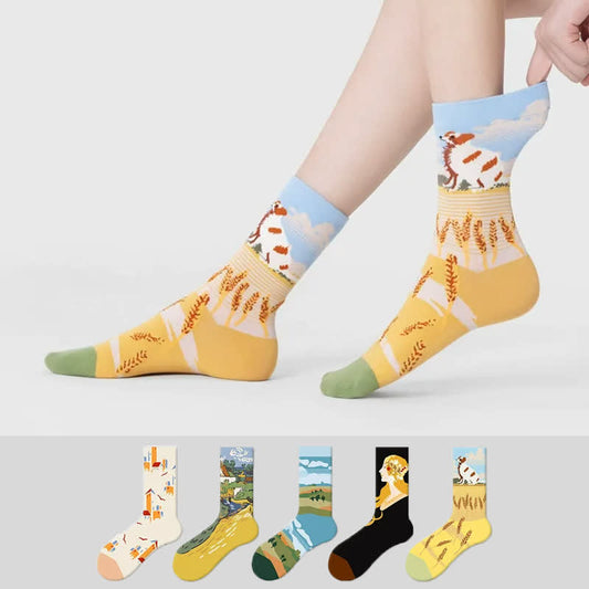 Colorful Wheat Field Quarter Socks(5 Pairs) - Multicolor - EU35-42(US2-8.5) - image 0