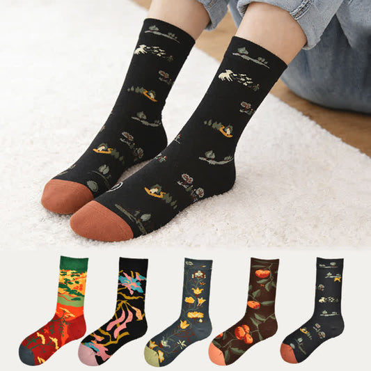 Vintage Countryside Quarter Socks(3 Pairs) - Multicolor - EU35-42(US2-8.5) - image 0