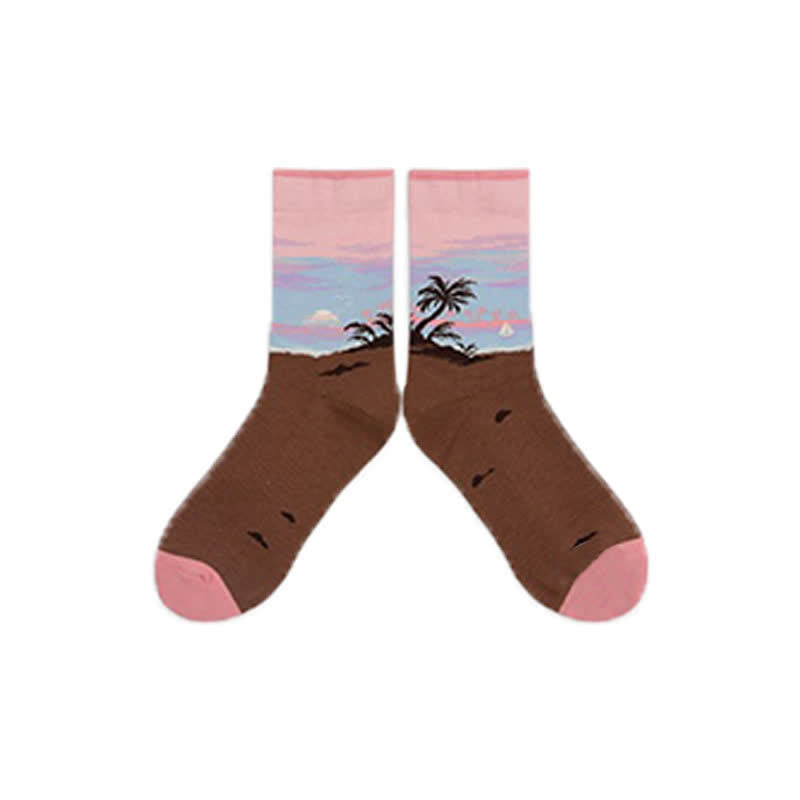 Castle Sunset Quarter Socks(3 Pairs) - Pink - EU35-40(US2-7) - image 8